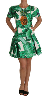 Dolce & Gabbana A-Line Banana Leaf Pineapple Crystal Dress -   -  Dolce & Gabbana.